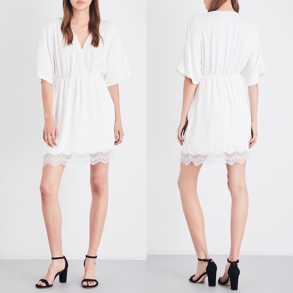 NWT Maje Raisio Crepe Lace-Hem Dress Ecru Size 2 - Picture 16 of 16